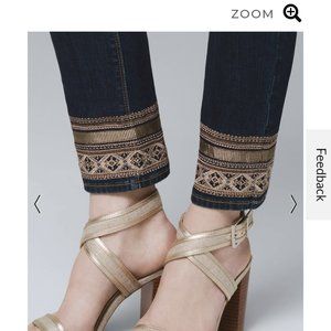 WHBM Embellished Hem Straight Crop Jeans, Size 6